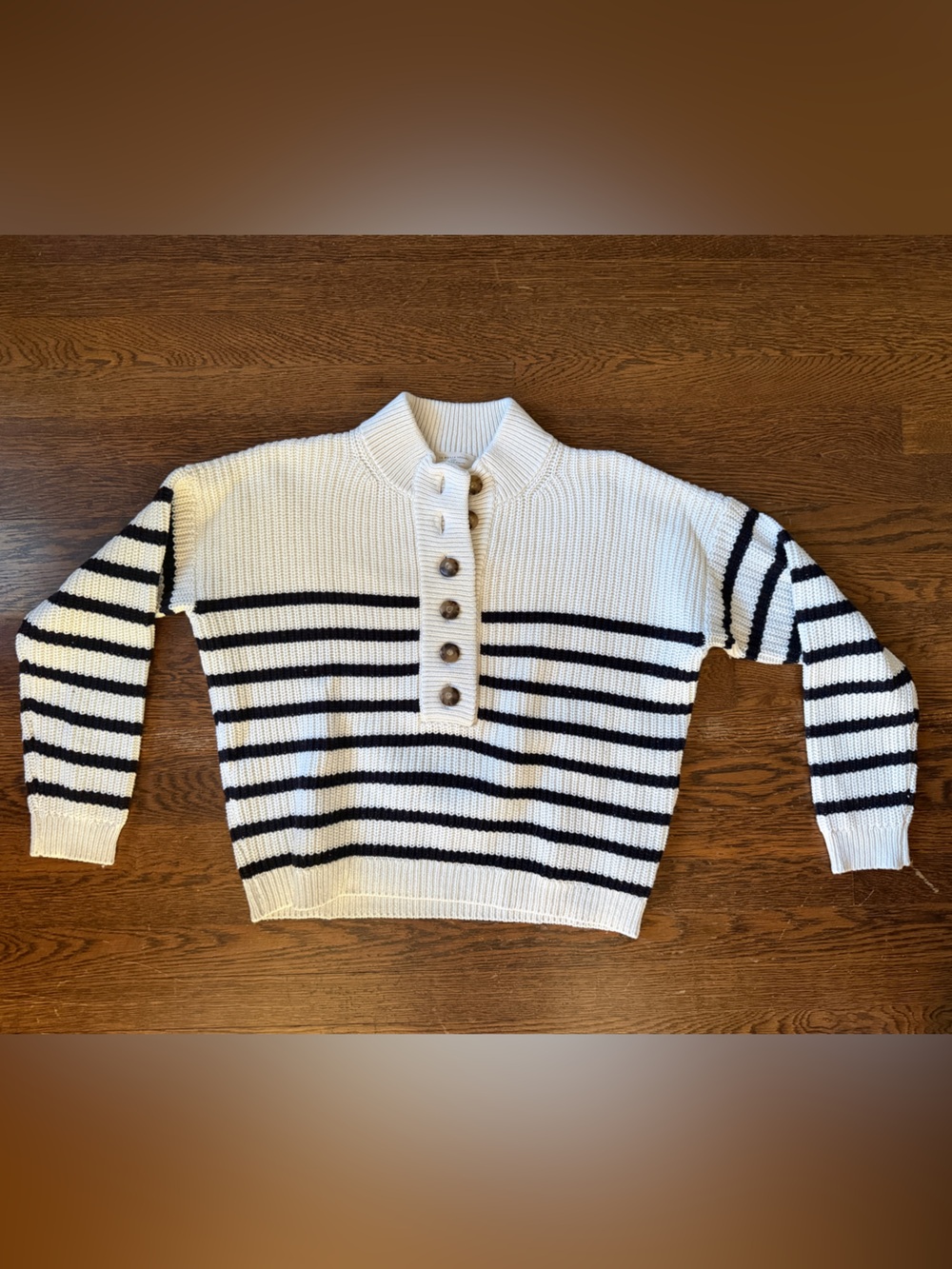 Sézane Lucas Jumper ecru/navy size small
